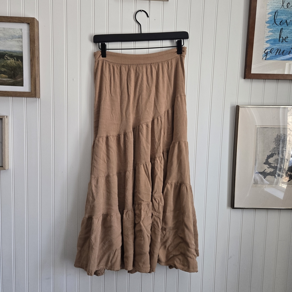 Melrose Bohemian Asymetrical Chic Bohemian Mustard Yellow Maxi Skirt